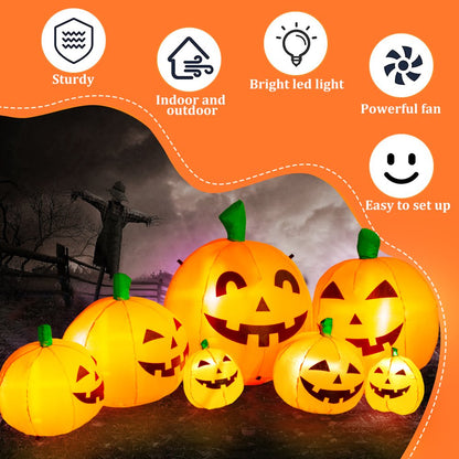 8 FT Long Halloween Inflatables Pumpkin Decorations with Build-in LED Lights, Halloween Pumpkin Stack Blow Up for Indoor Outdoor Lawn Garden Home Yard Party