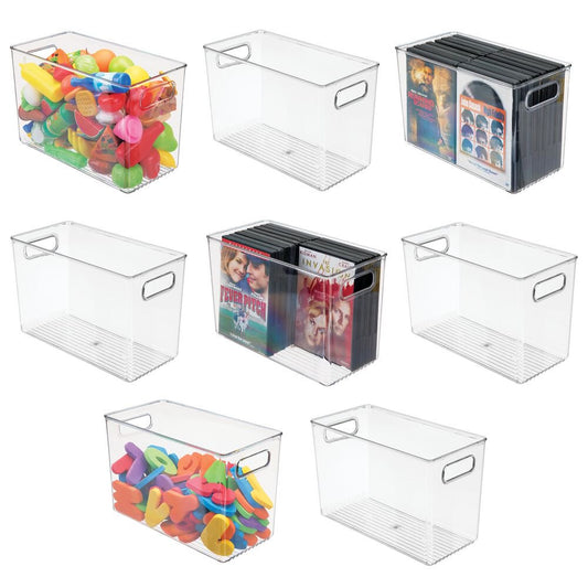 Mdesign Plastic Household Cubby Storage Organizer Container Bin - 8 Pack - Clear