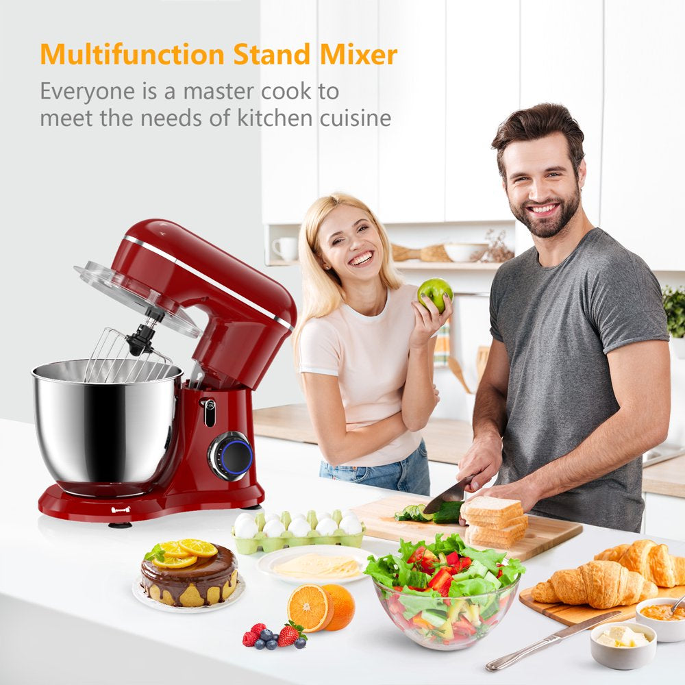 Stand Mixer,6.5-QT 660W 10-Speed Tilt-Head Food Mixer, Kitchen Electric Mixer with  Bowl, Dough Hook, Beater, Whisk for Most Home Cooks, (6.5QT, Empire Red）