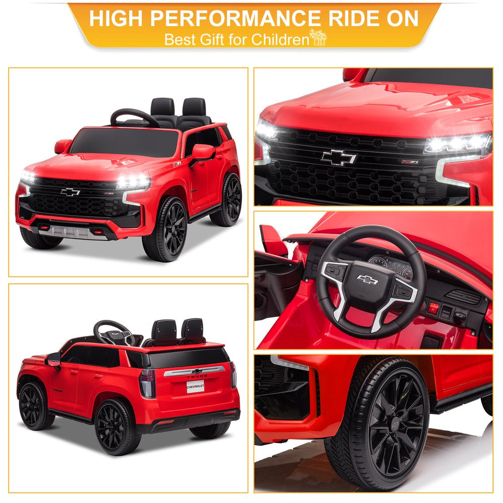 UBesGoo 12V Ride On Car Truck, Licensed Chevrolet Tahoe Kids Battery Powered Ride On Toys, Electric Vehicle with Remote Control, MP3/Bluetooth, LED Lights, Red