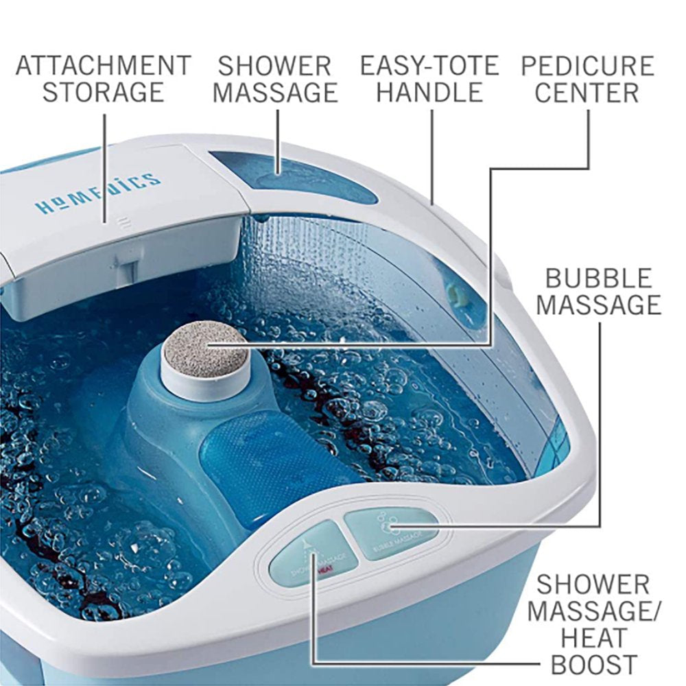 Homedics Shower Bliss Footspa with Massaging Water Jets, 3 Attachments and Toe-Touch Controls, FB-625