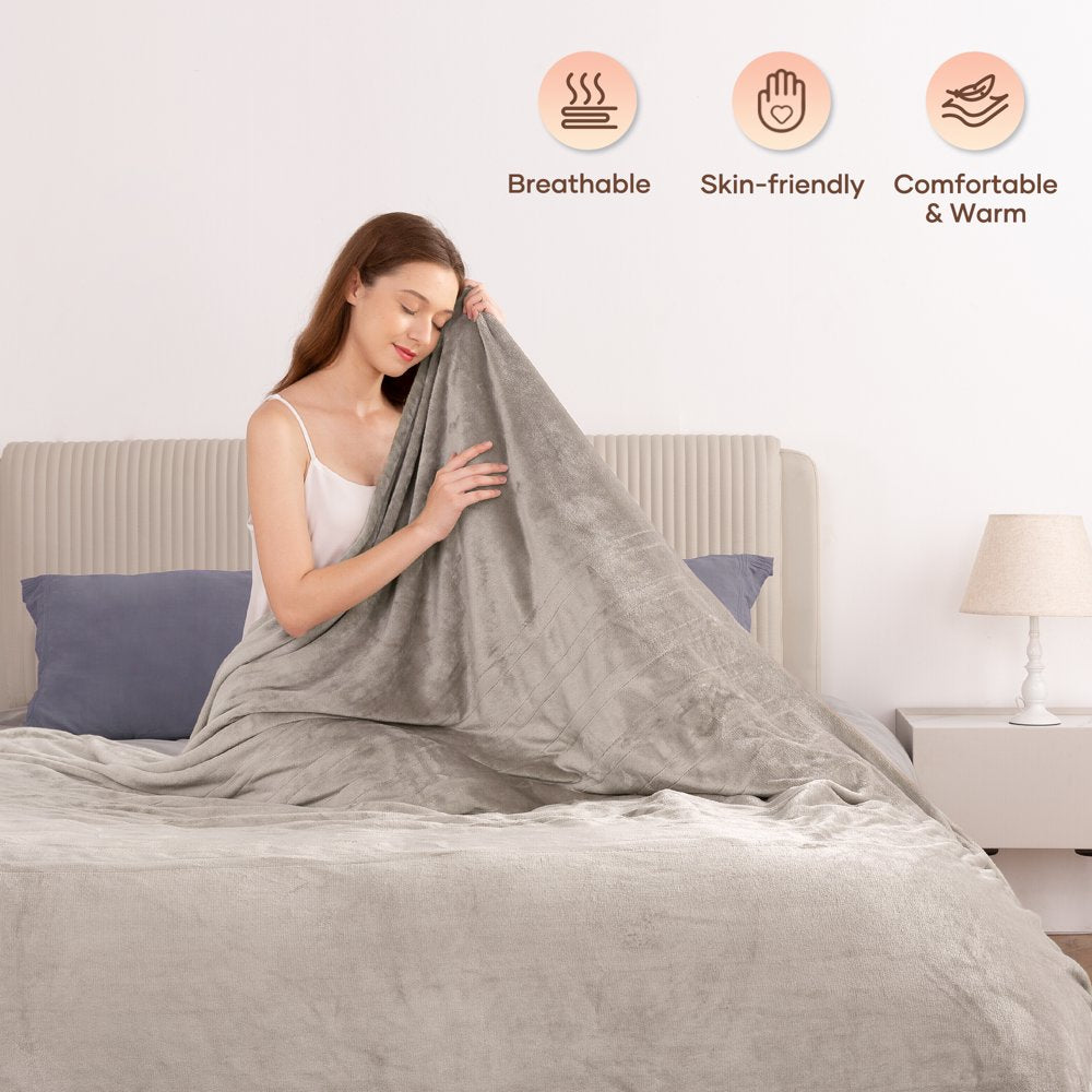 MARNUR Electric Blanket 72" x 84" Full Size Heated Blanket, Fast Heating, 4 Heating Levels, 10H Auto-off, Machine Washable - Linen