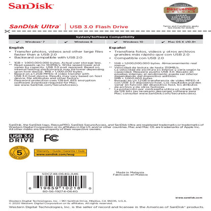 SanDisk 64GB Ultra USB 3.0 Flash Drive - 130MB/s - SDCZ48-064G-AW46