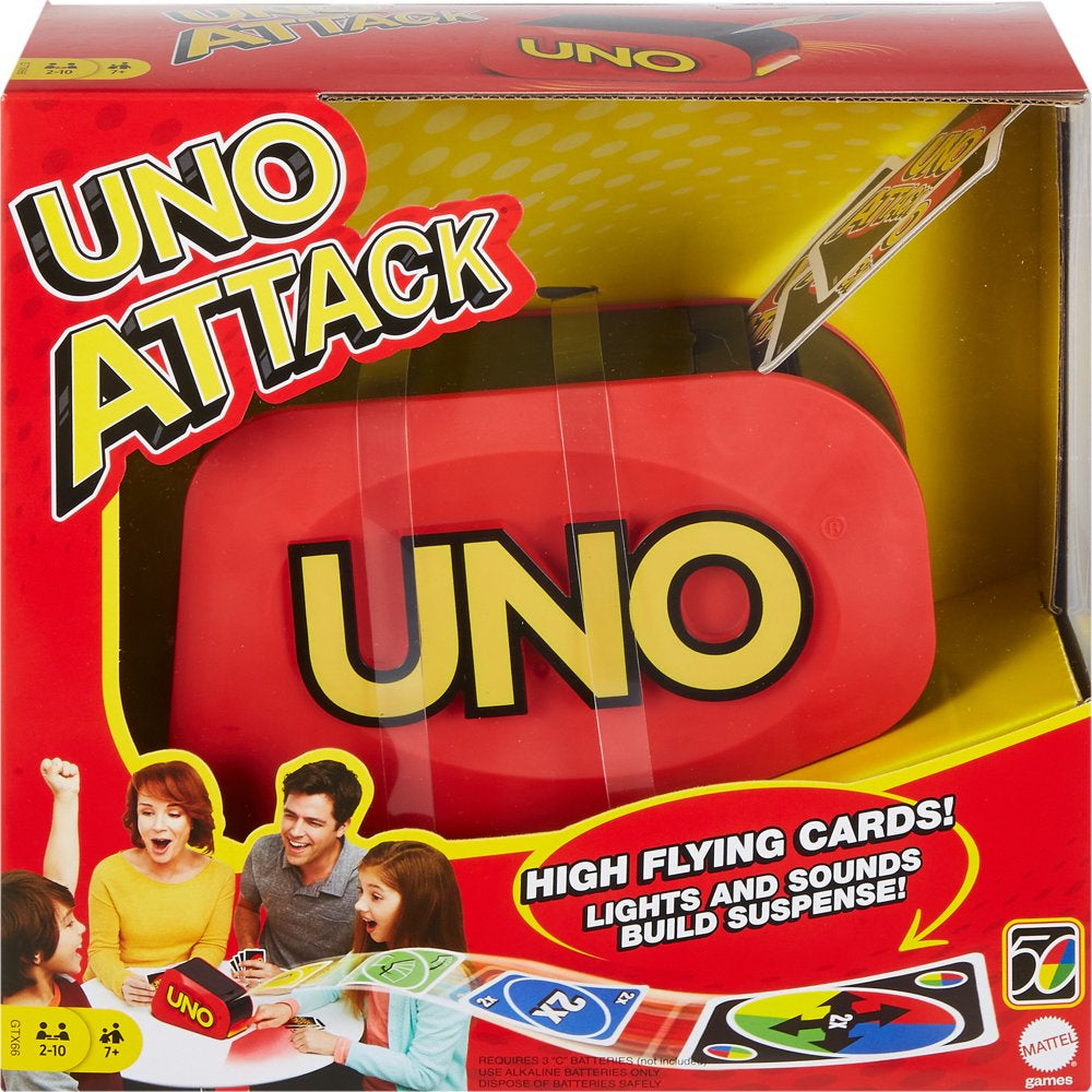 UNO Attack Card Game For Family Night with Card Launcher featuring Lights & Sounds