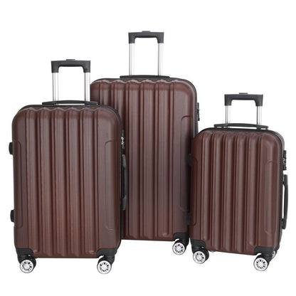 Zimtown 3-Piece Nested Spinner Suitcase Luggage Set with TSA Lock, Brown Carry-On Luggage 11.81 in