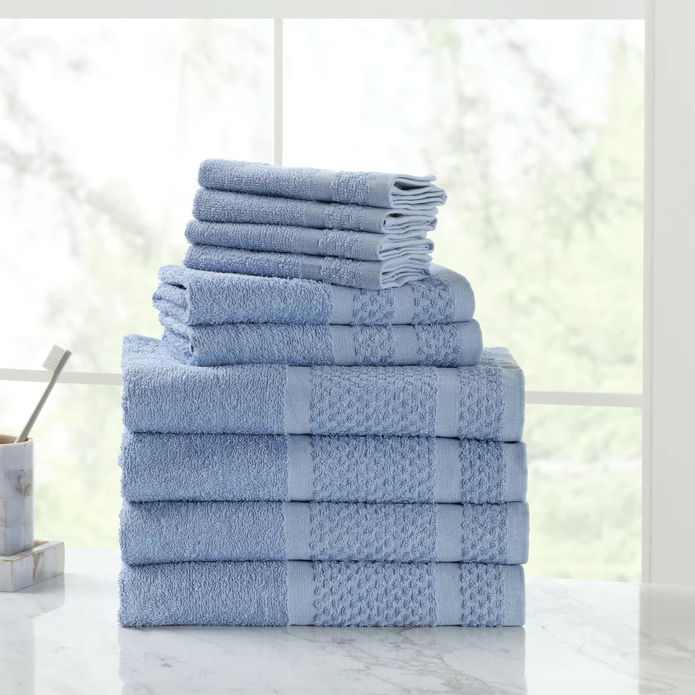 10 Piece Bath Towel Set with Upgraded Softness & Durability, Gray