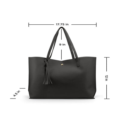 Women PU Leather Tote Bag Tassels Leather Shoulder Handbags Fashion Ladies Purses Satchel Messenger Bags - Dark Gray