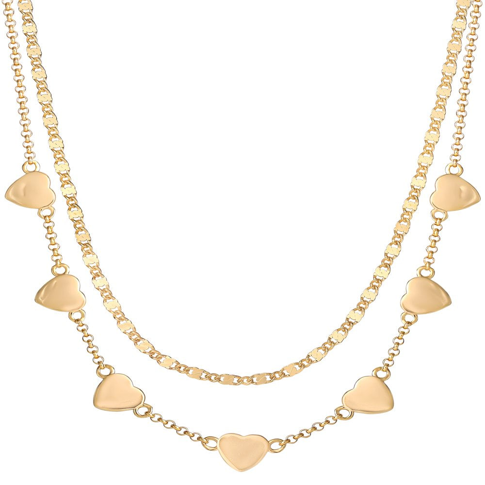  Women’s Gold Plated Sterling Silver 2 Piece Necklace Set