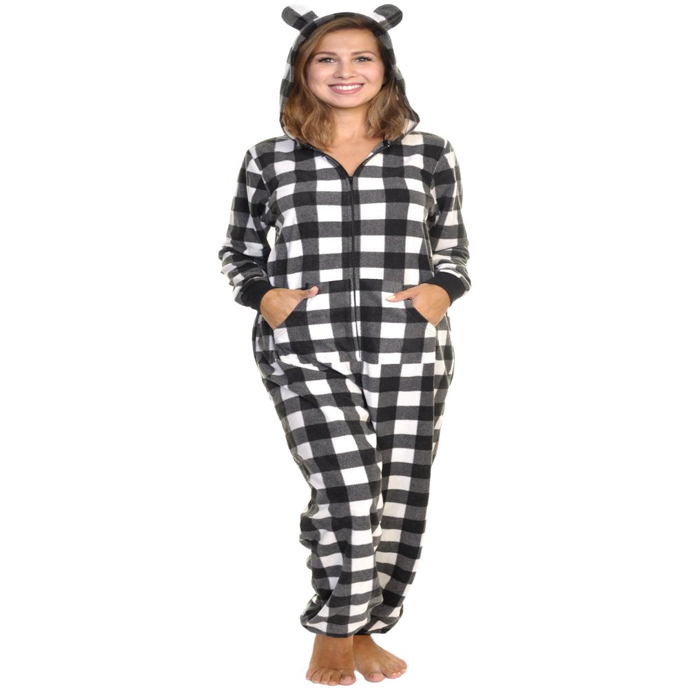 Angelina Christmas Cozy Fleece Notch Collar Pajama Set with Pockets (1-Pack)