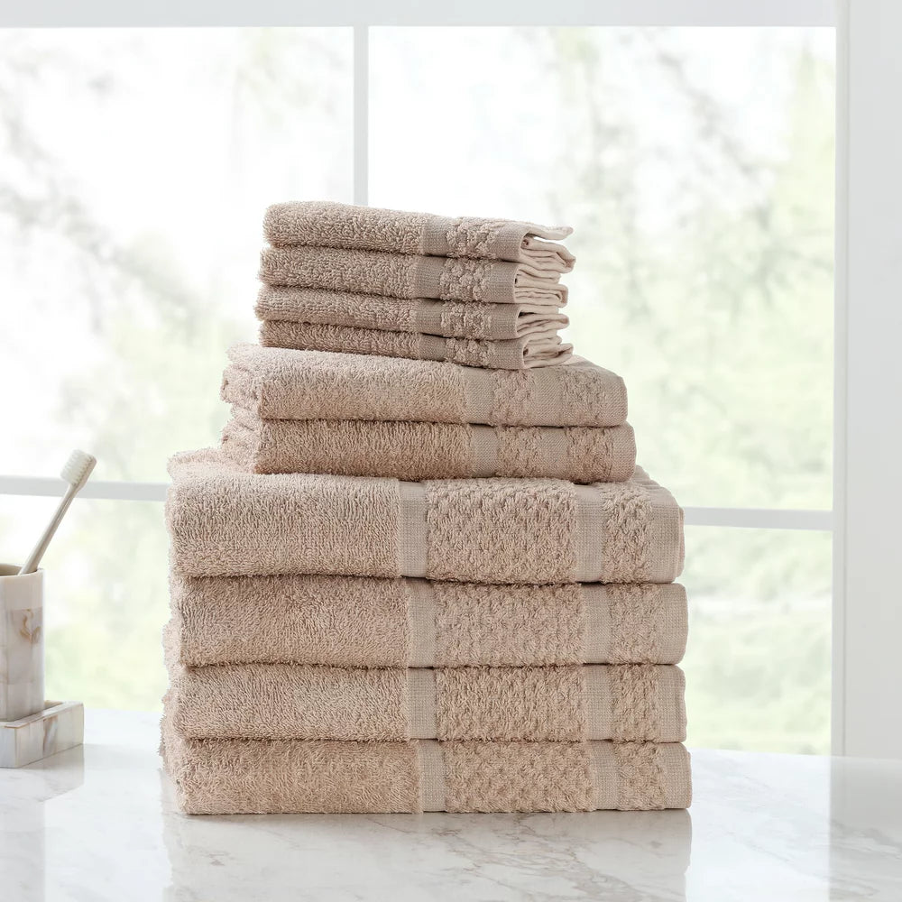 10 Piece Bath Towel Set with Upgraded Softness & Durability, Gray