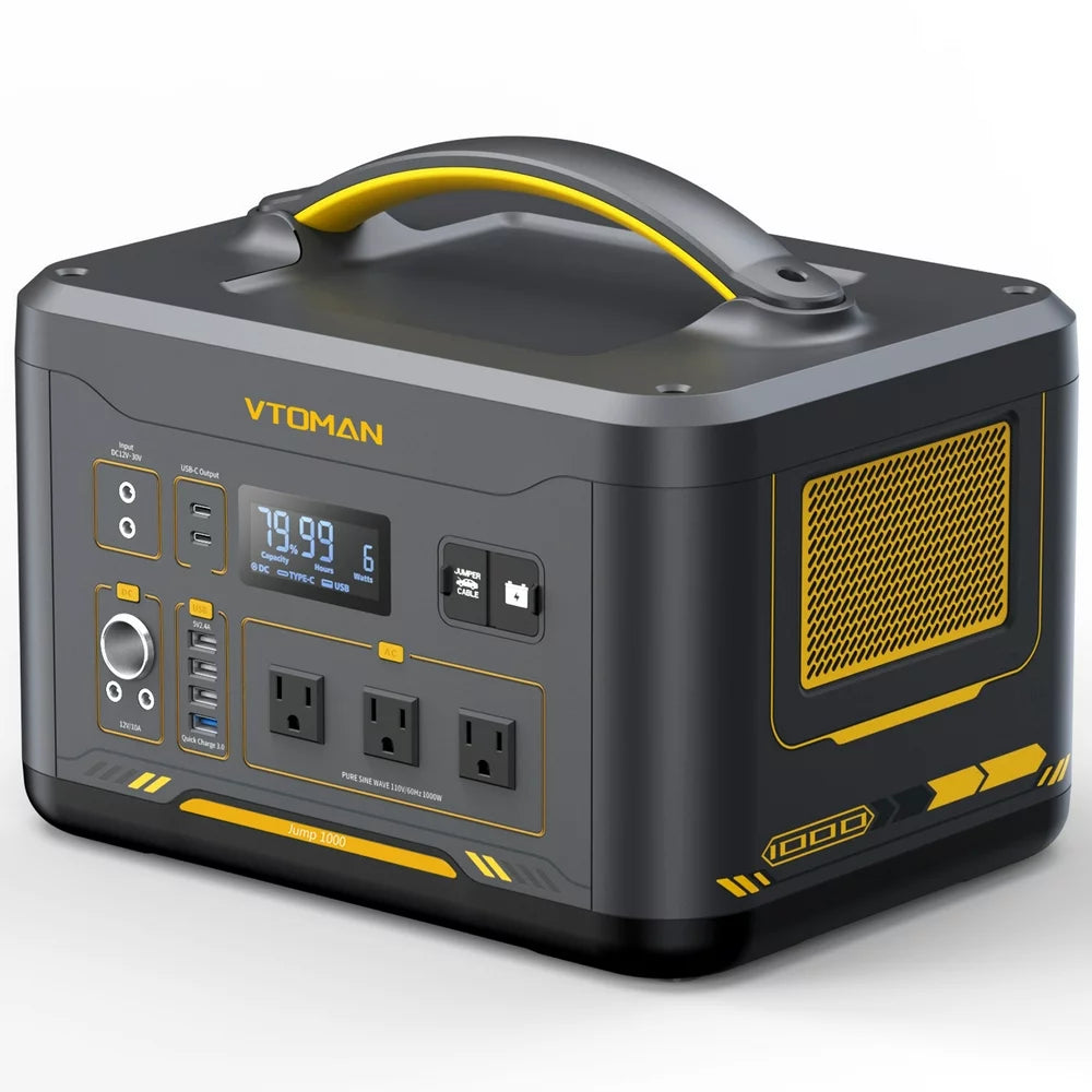 VTOMAN Jump 1000 Portable Power Station 1000W,1408Wh LiFePO4 Power Station with 110V/1000W AC Outlets, 100W USB Port,Solar Generator for Camping & Home Backup