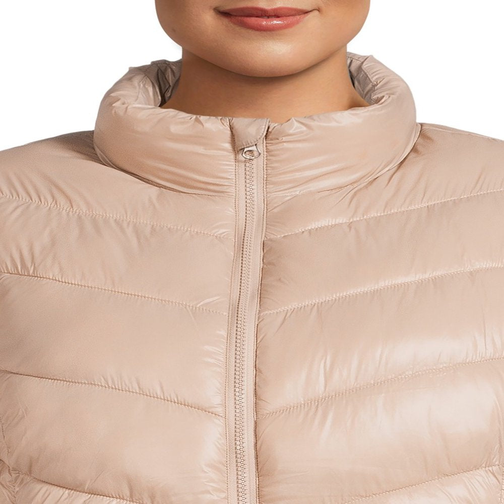 Time and Tru Women's Plus Chevron Midweight Puffer Jacket, Sizes XS-3X