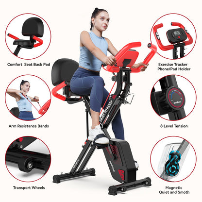 3In1 Foldable Exercise Bike Indoor Cycling Bike Magnetic Stationary Bike Fitness Gym Workout 300Lb