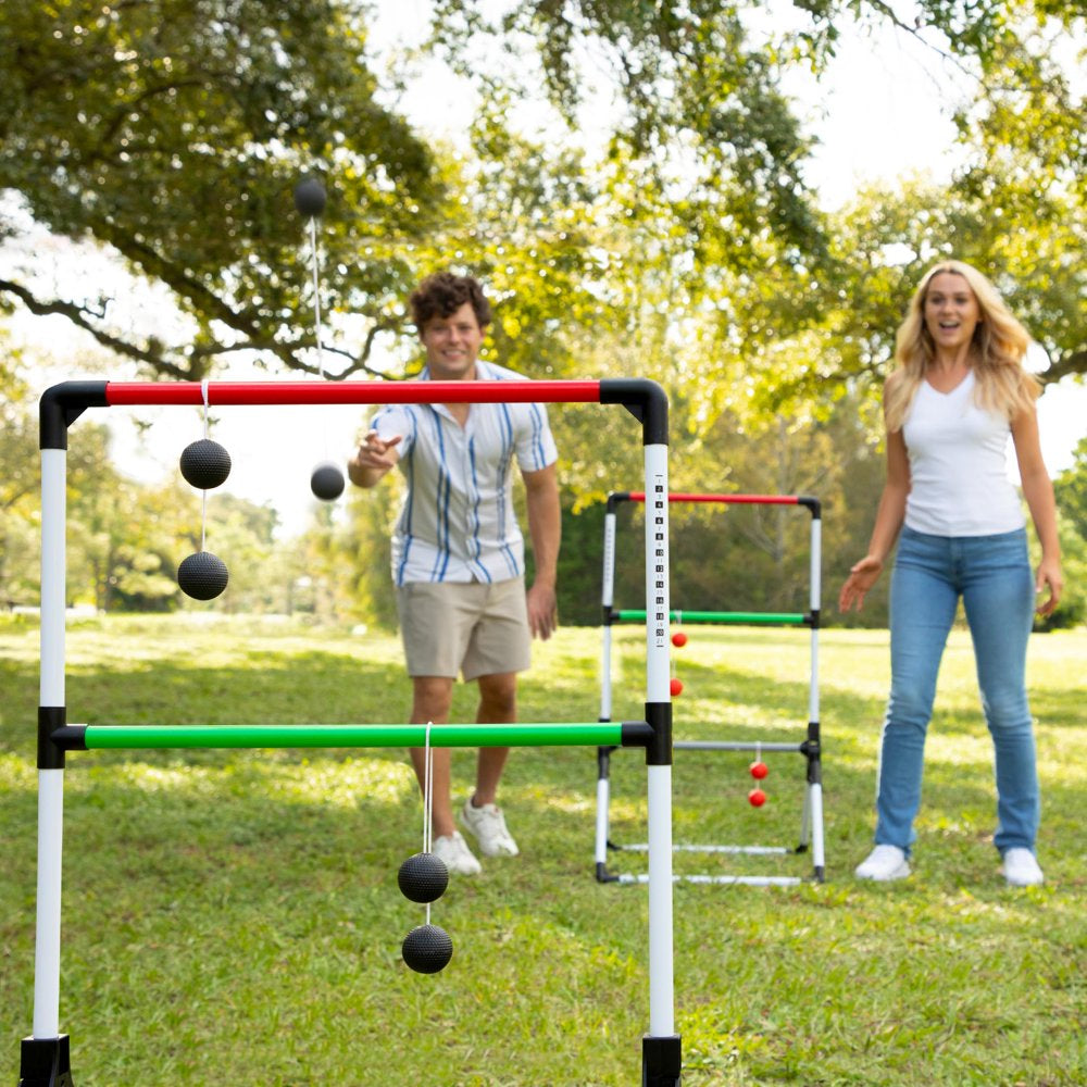  Foldable Ladder Toss Game, Red, Green and Black