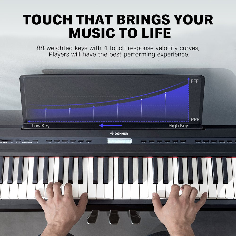 Donner DEP-20 Beginner Digital Piano 88 Key Full Size Weighted Keyboard, Portable Electric Piano