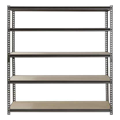 Muscle Rack 48"W x 24"D x 72"H 5-Shelf Steel Freestanding Shelves, Silver-Vein