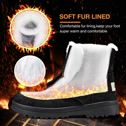 Winter Snow Boots for Women Comfortable Outdoor Anti-Slip Ankle Boots keep Warm Booties Lace Up Flat Platform Shoes