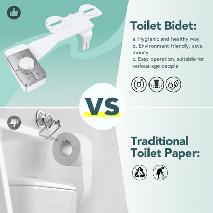 Ultra-Slim Bidet Attachment for Toilet with Dual Nozzle,Self Cleaning Fresh Water Sprayer Bidets Toilet Seat for Feminine and Posterior Wash