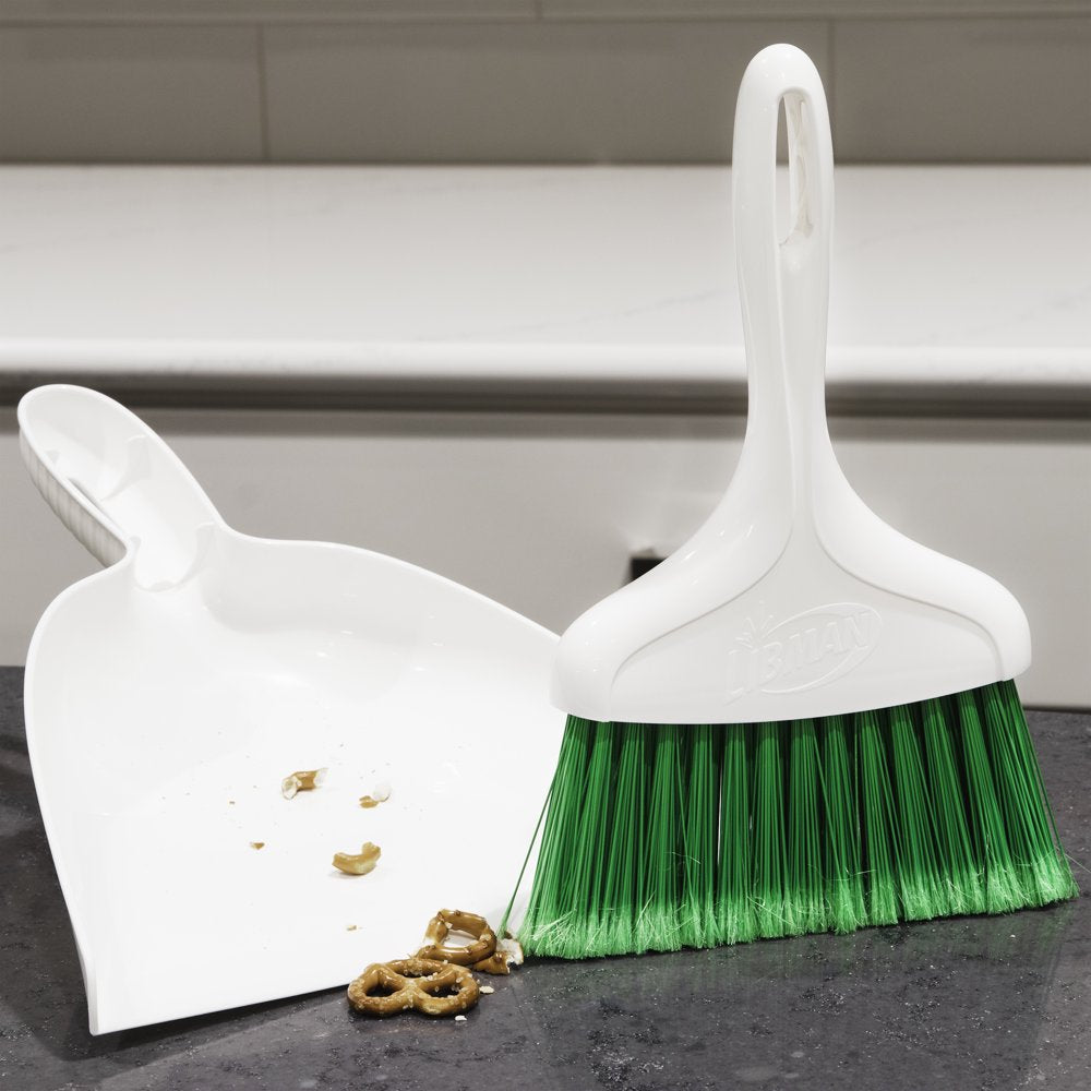 Libman Green and White Polypropylene & PET Dust Pan with Whisk Broom Set