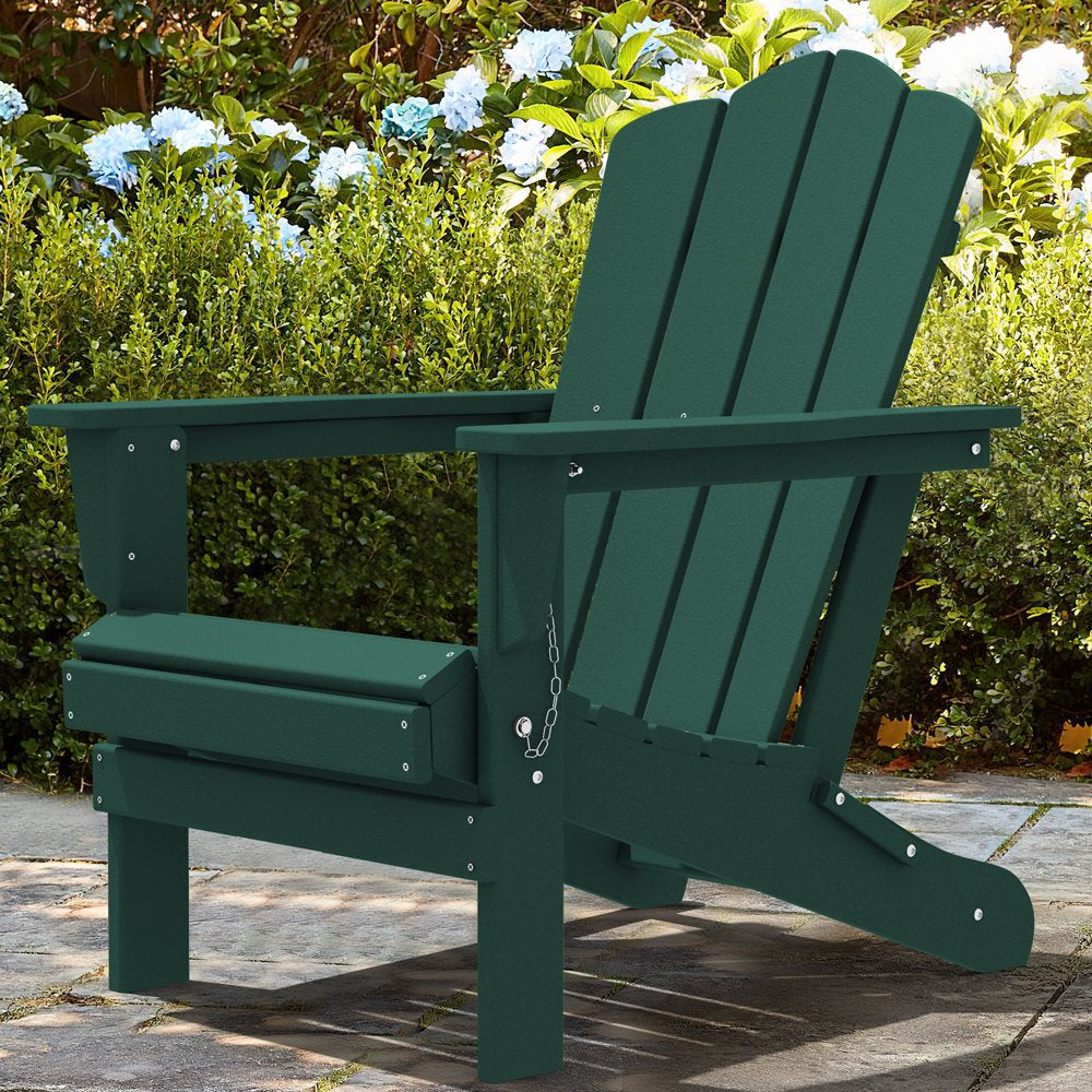 Outdoor Patio Folding HDPE Resin Adirondack Chair, Black