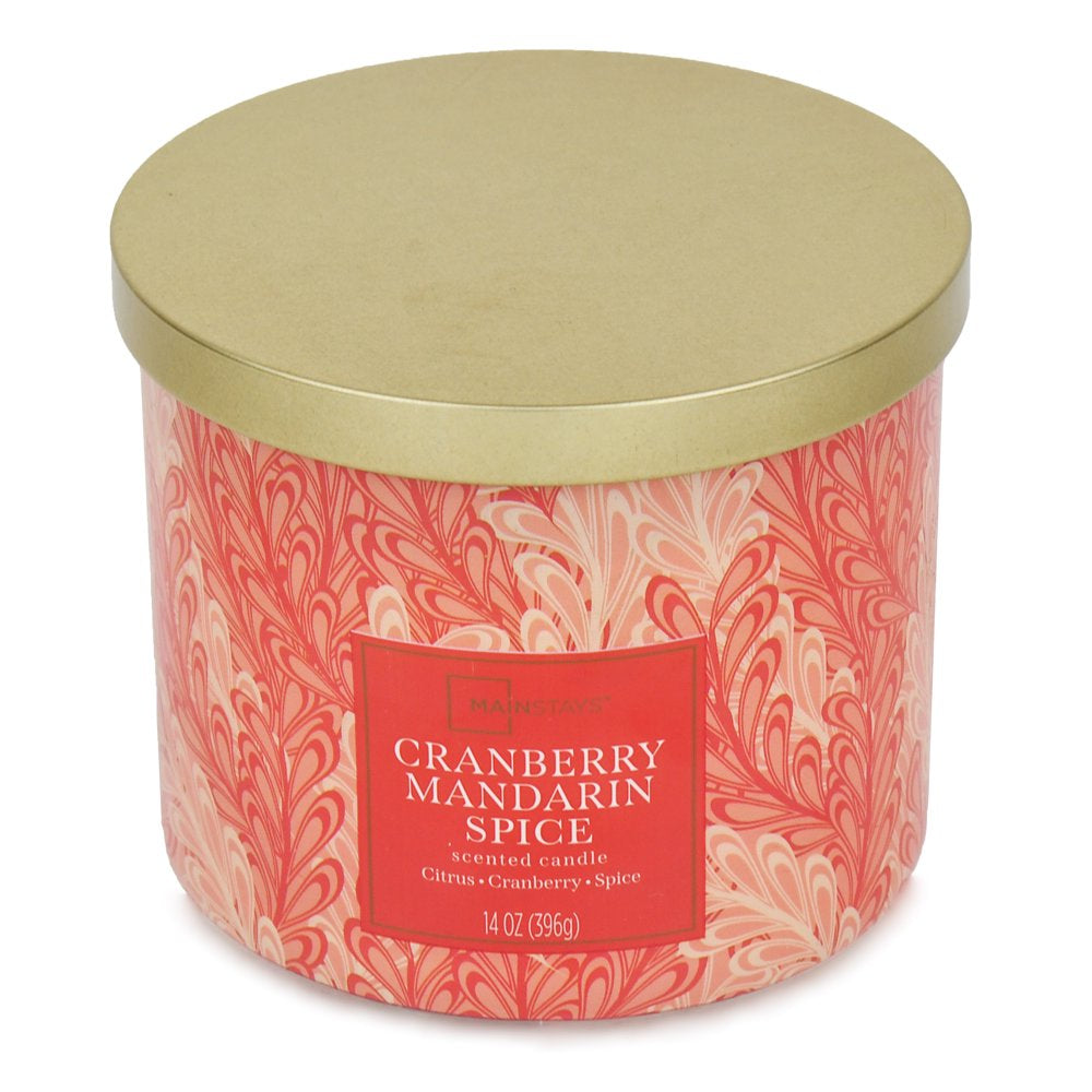 Mainstays Textured Wrap 3 Wick Cranberry Mandarin Spice Candle, 14 Ounce