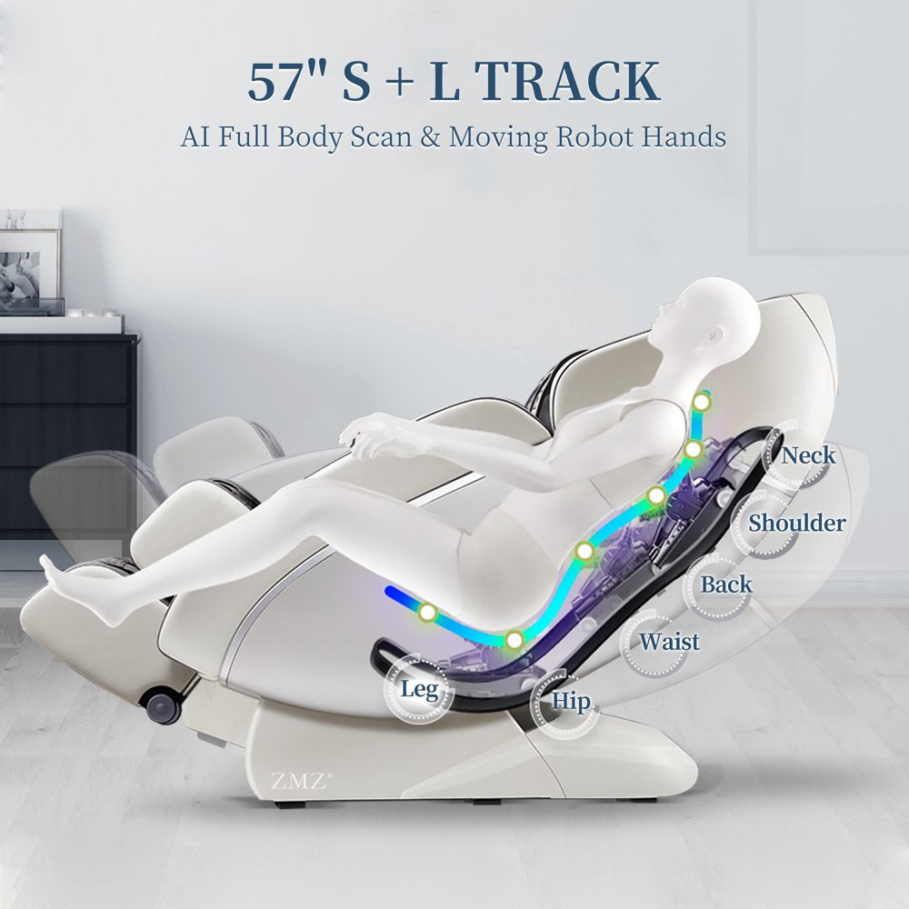 ZMZ 4D Massage Chair Full Body Relief Zero Gravity SL Track Thai Shiatsu Stretching with Body Scan, Back & Calf Heating, No installation required