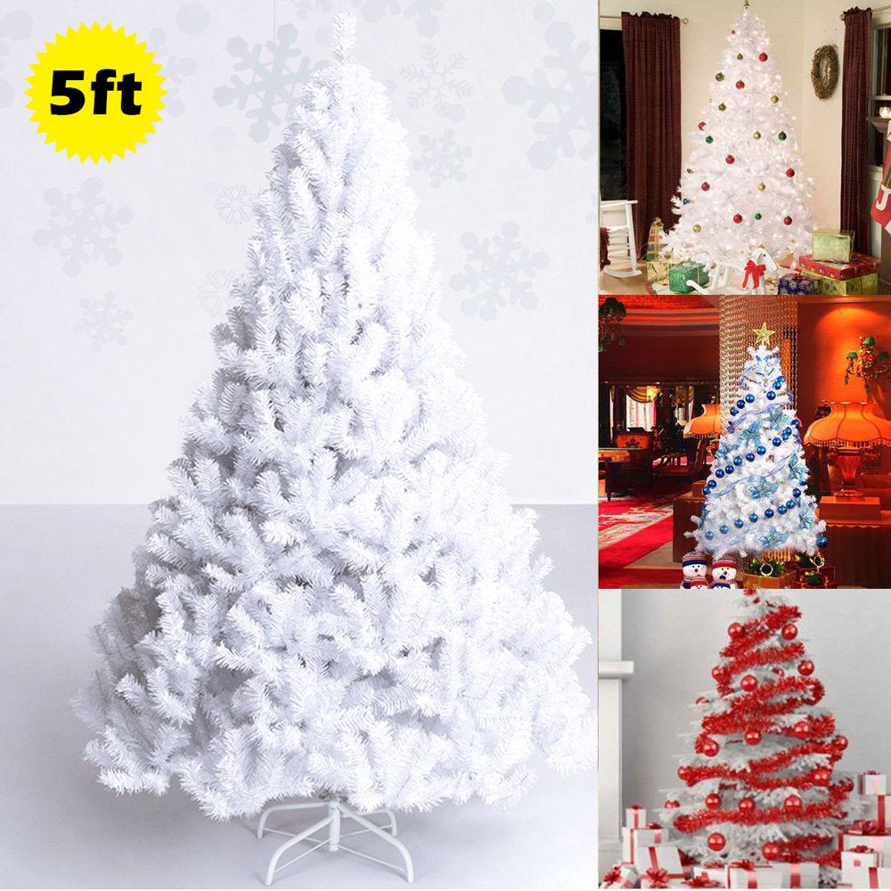 Costway 5Ft Artificial PVC Christmas Tree W/Stand Holiday Season Indoor Outdoor White