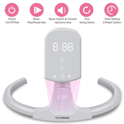 TEAYINGDE Baby Swing for Infants - APP Remote Bluetooth Control, 5 Speed Settings, 10 Lullabies, USB Plug (Gray)