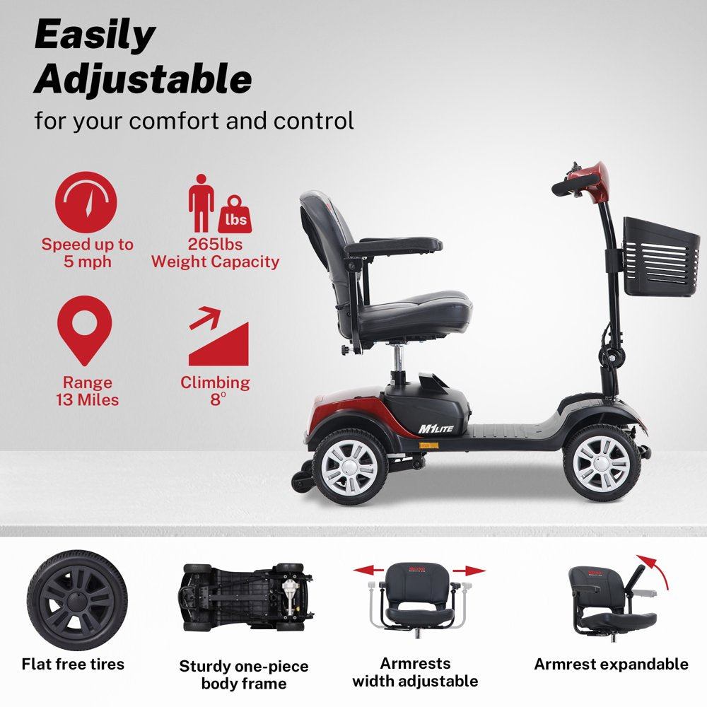 Segmart Mobility Scooter, 300W 4 Wheel Compact Heavy Duty Electric Mobile Scooter, 265LBS, Red