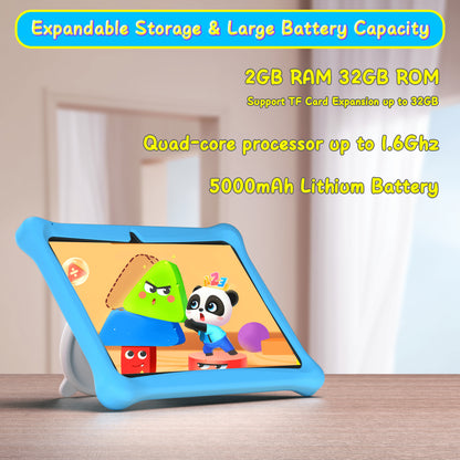 10 inch Android 12 Kid's Tablet 2GB RAM 32GB Storage Learning Tablet for Kids 1280*800 HD Parental Control APP Eye Protection Dual Camera Educational Games iWawa Pre Installed, Wifi