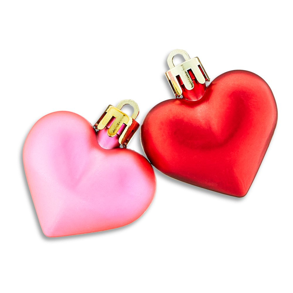 Valentine's Day Red & Pink Heart Filler Decorative Ornaments, 4.1 in, 12 Count, by Way To Celebrate