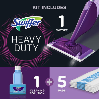 Swiffer WetJet Mop Starter Kit (Spray Mop, 5 Pads, Cleaning Solution)