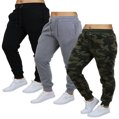 Galaxy by Harvic 3-Pack Women's Loose Fit Fleece Jogger Sweatpants (S-5XL)