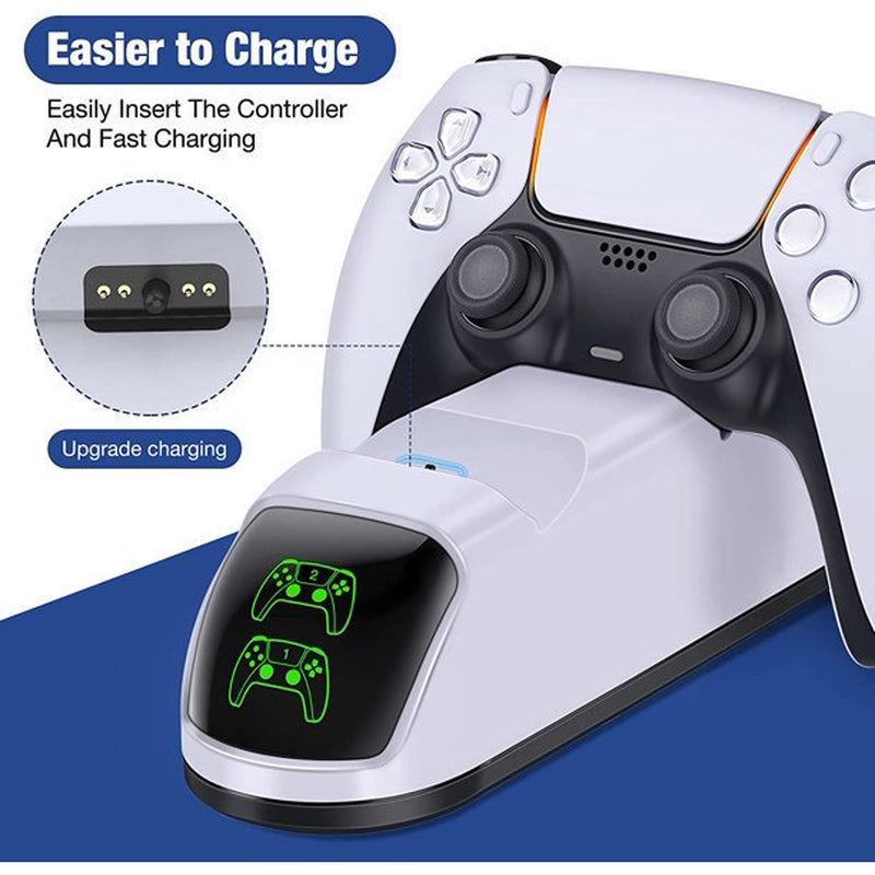 PS5 Controller Charger ,PS5 Controller Charging Station,BEBONCOOL PS5 Accessories with Fast Charging for Playstation 5 Gaming Console,White