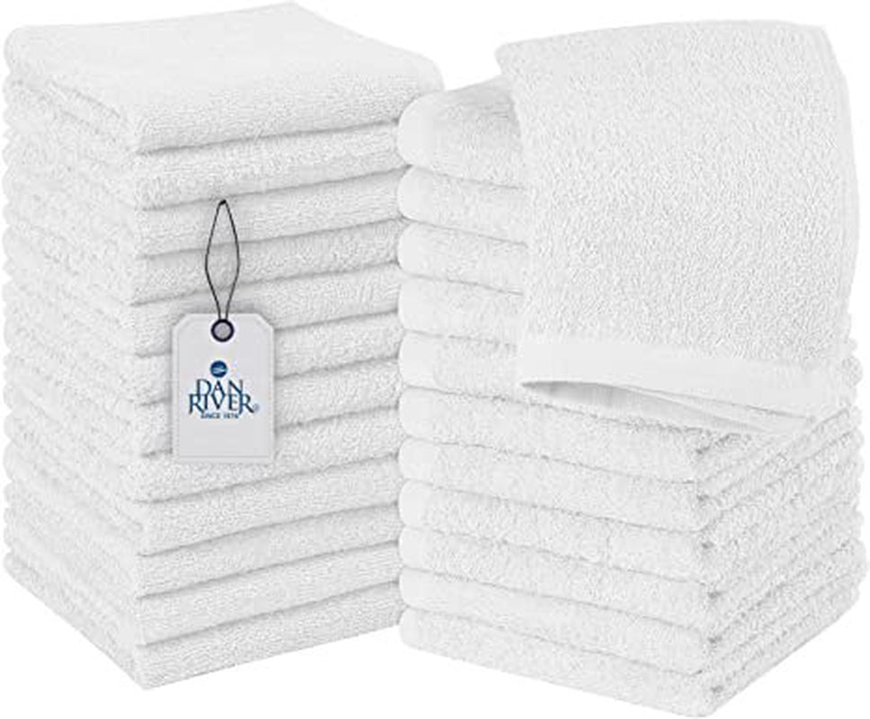 DAN RIVER 100% Cotton Washcloths 24 Pack |Washcloths for Face Soft| Cotton Washcloths Bulk| Essential Wash Cloths for Bathroom| Face Towels Gray| Washcloths 12X12 In| 400 GSM |Face Towel Pack of 24