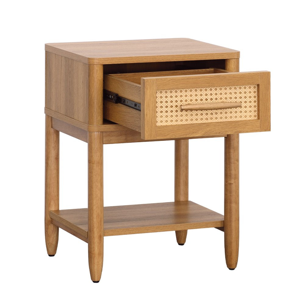 Better Homes & Gardens Springwood Caning Nightstand, Light Honey Finish