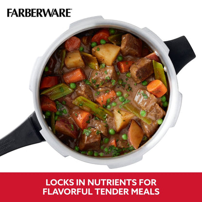 Farberware 6-Quart Aluminum Stovetop Pressure Cooker, 15 PSI