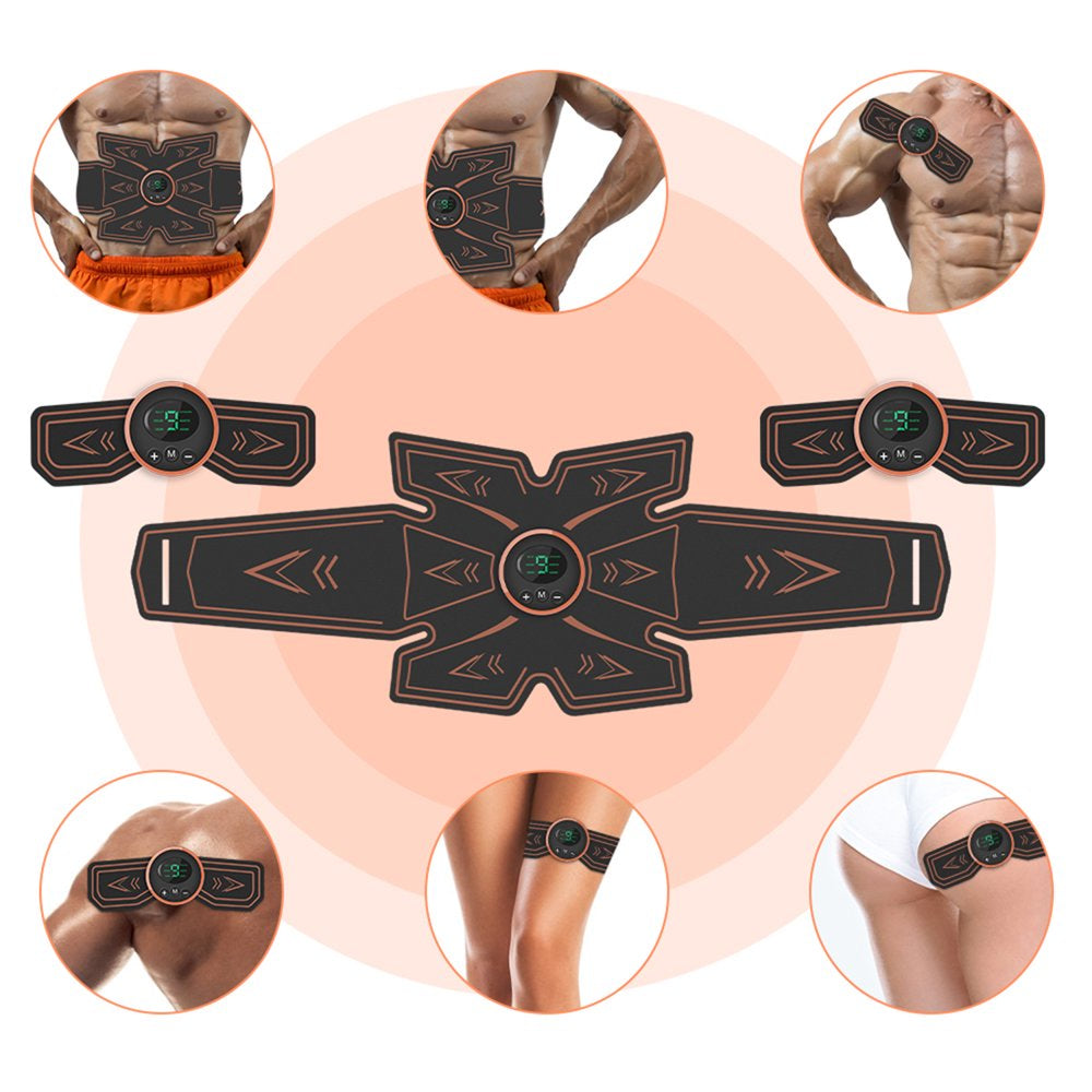 Abs Stimulator, Ab Stimulator, Rechargeable Ultimate Muscle Toner Trainer for Men Women Abdominal Fitness Workout EMS Muscle Stimulation with 16 Extra Gel Pads