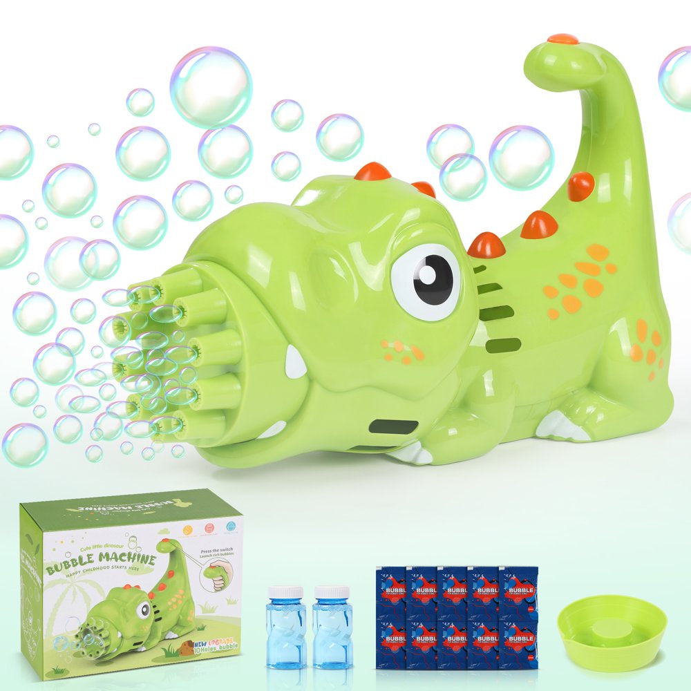 Wisairt Bubble Machine,Dinosaur Bubble Gun with 2 Bubble Solutions,Bubbles Machine for Kids Toddles 3+,Summer Toy Gift for Kids Easter Birthday Wedding Party(Green)