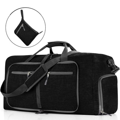 Travel Duffel Bag for Men, 65L Foldable Duffle Bags with Shoes Compartment, Overnight Bag for Men Women Waterproof & Tear Resistant (Gray)