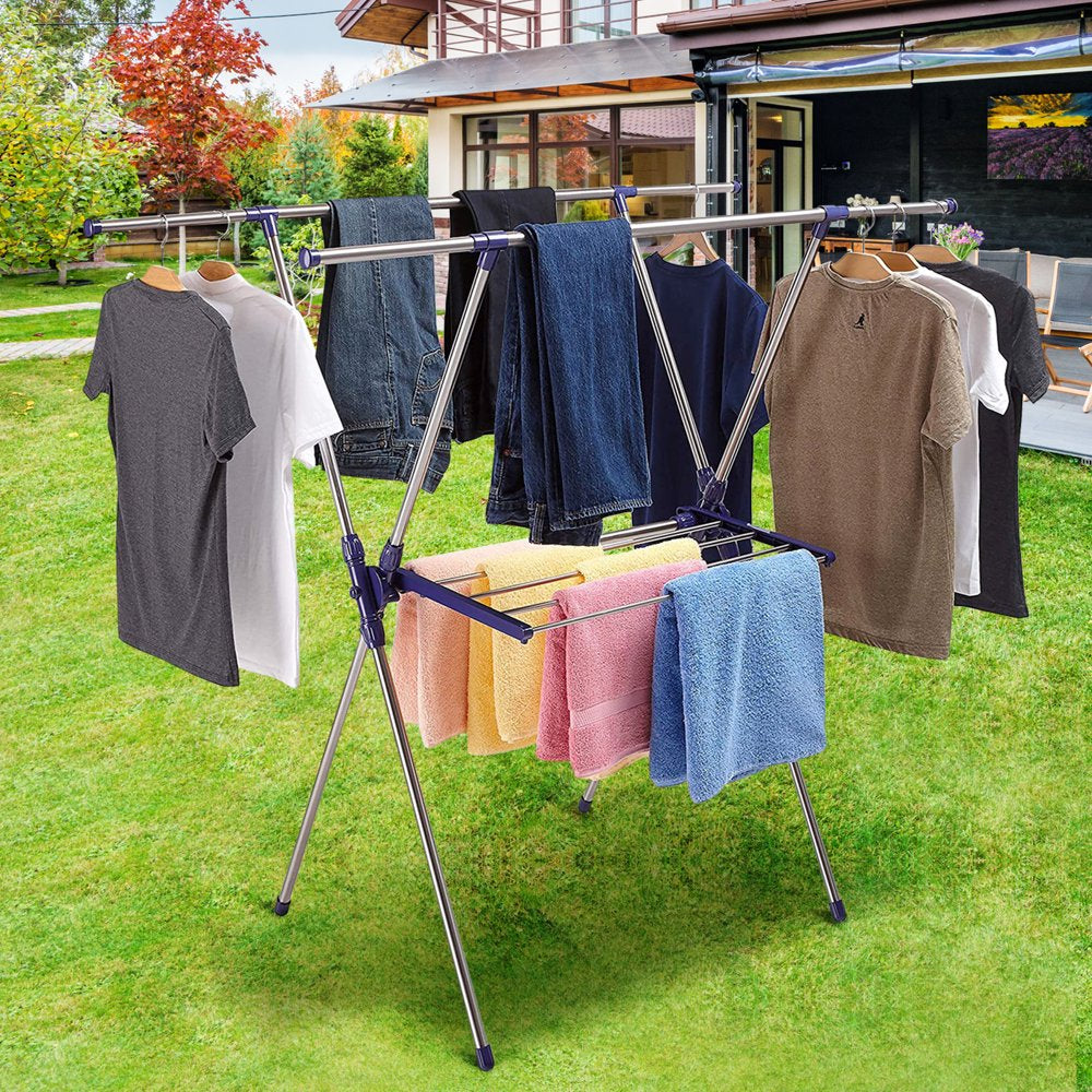 MONVANE Clothes Drying Rack - Foldable Drying Racks for Laundry, Stainless Steel for Indoor and Outdoor Use