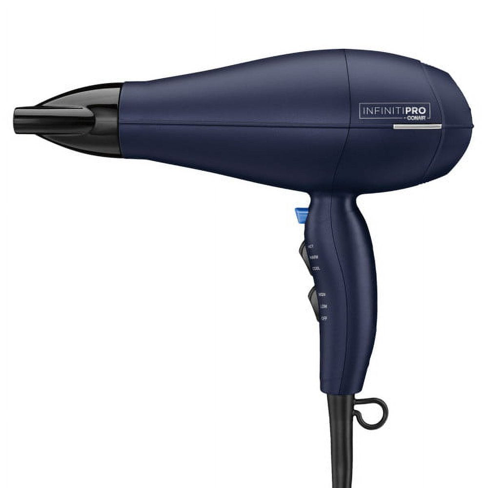 InfinitiPro by Conair 1875 Watt Texture Styling Hair Dryer for Natural Curls and Waves, Dark Blue, 1 Count 600R