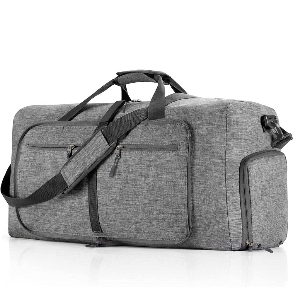 Travel Duffel Bag for Men, 65L Foldable Duffle Bags with Shoes Compartment, Overnight Bag for Men Women Waterproof & Tear Resistant (Gray)