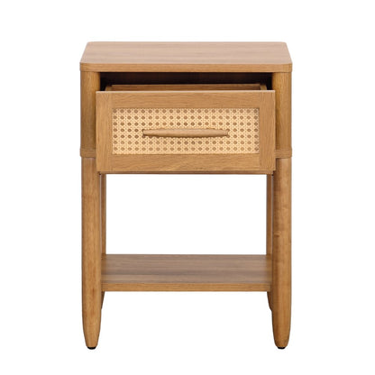 Better Homes & Gardens Springwood Caning Nightstand, Light Honey Finish