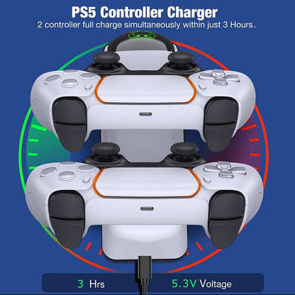 PS5 Controller Charger ,PS5 Controller Charging Station,BEBONCOOL PS5 Accessories with Fast Charging for Playstation 5 Gaming Console,White