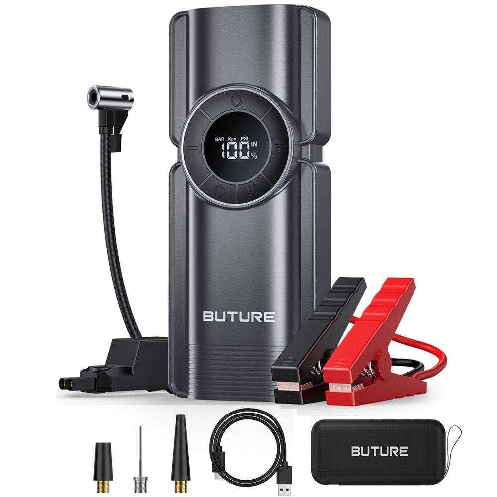 Car Jump Starter With Air Compressor Power Bank 20000mAh 2500A 12V Digital Tire Inflator Buture