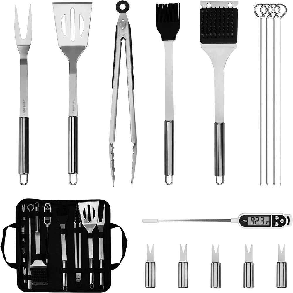 15 PCs Grill Accessories, BBQ Tool Set, Grill Kit, Gifts Choice, Barbecue Tools for Indoor & Outdoor Grill/Cooking, Camping