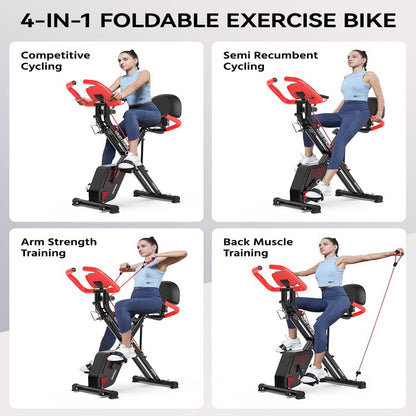 3In1 Foldable Exercise Bike Indoor Cycling Bike Magnetic Stationary Bike Fitness Gym Workout 300Lb