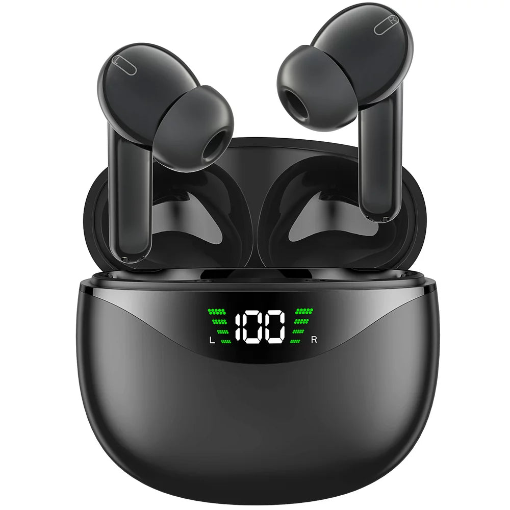 Wireless Earbuds, Bluetooth 5.1 Headphone 30Hrs Playtime with USB-C Fast Charging Case, IPX7 Waterproof Earphones, TWS in Ear Stereo Headset Built-In Mic for Iphone/Android(Black)