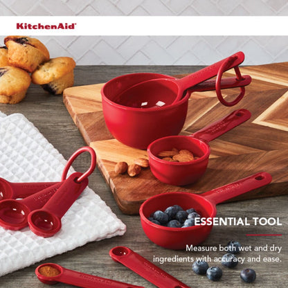 KitchenAid 21PC Plastic with Non-Skid Bottom Mixing Bowl and Measuring Set Red